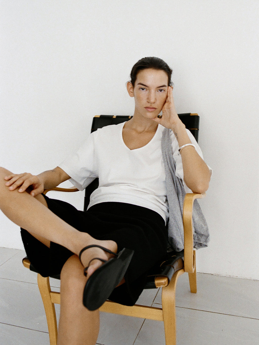 Cotton U-Neck T-Shirt Ivory