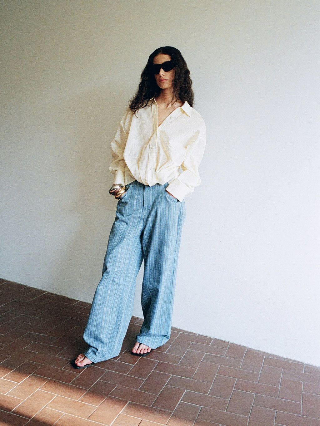 Seersucker Twist Shirt Yellow