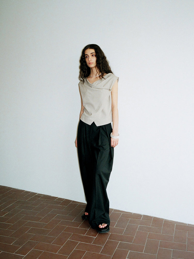 Clear Wool Trousers Black