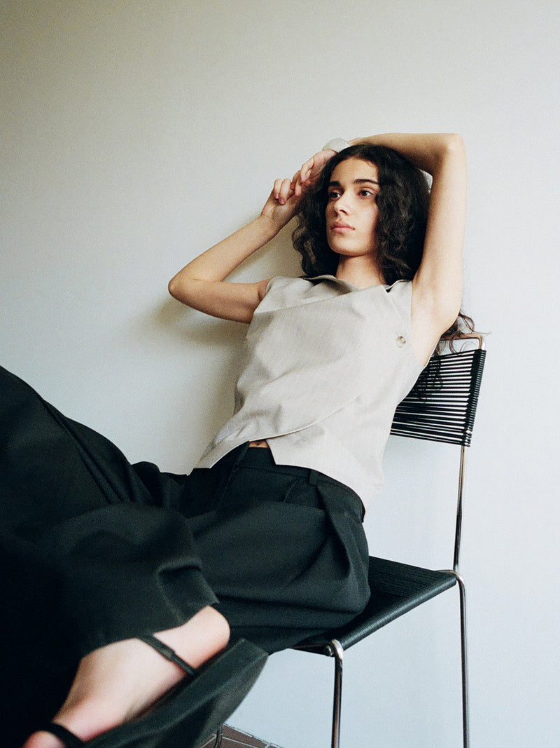 Clear Wool Trousers Black