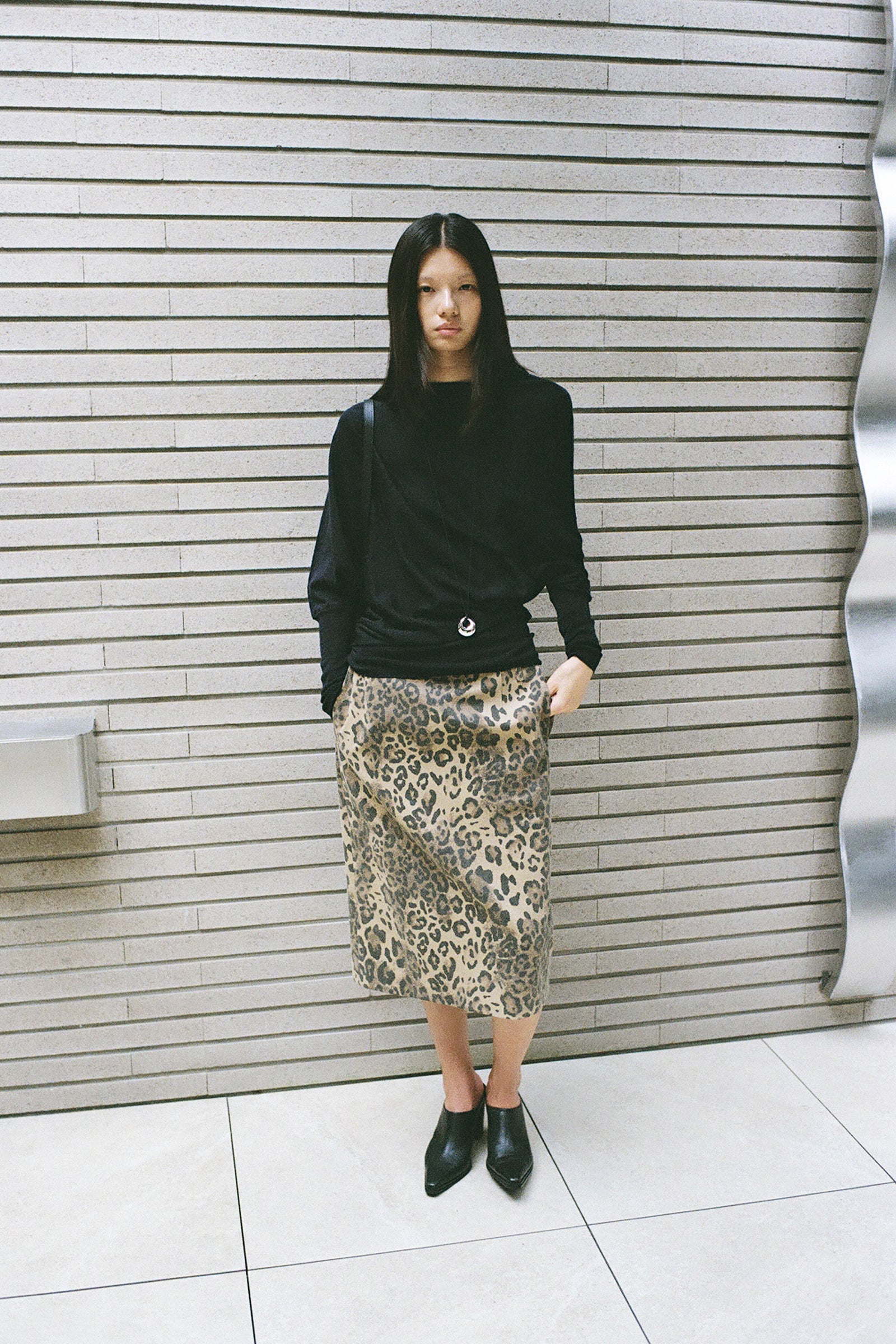 Leopard Midi Skirt Beige