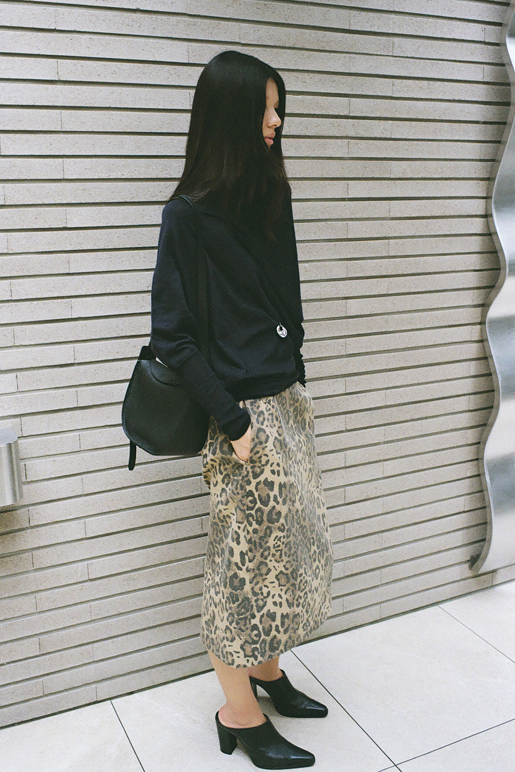 Leopard Midi Skirt Beige