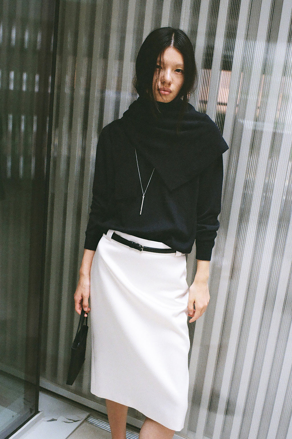 Satin Midi Skirt Cream