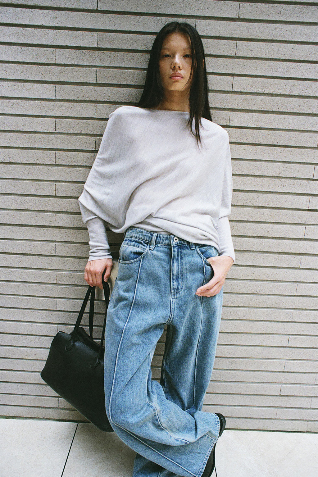 Washable 100% Wool Pullover Light Gray