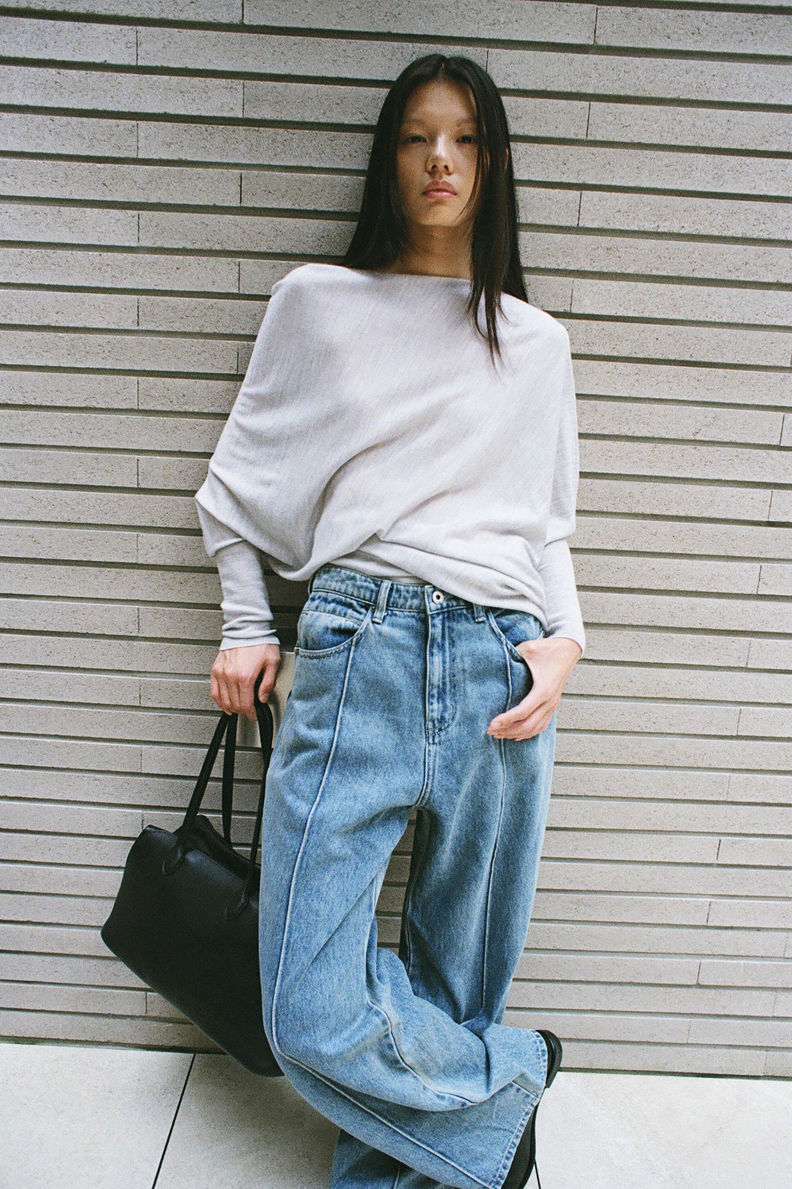 Washable 100% Wool Pullover Light Gray