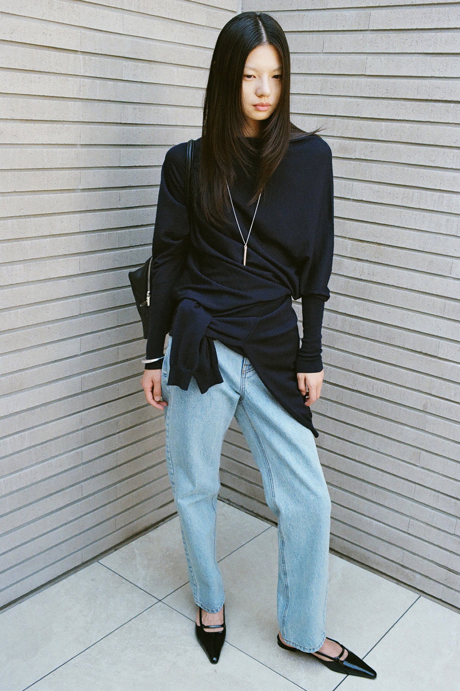 Washable 100% Wool Pullover Navy