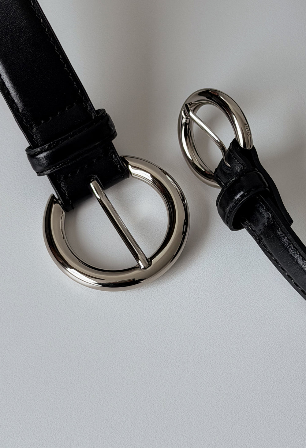 Circle Buckle Belt Black Silver