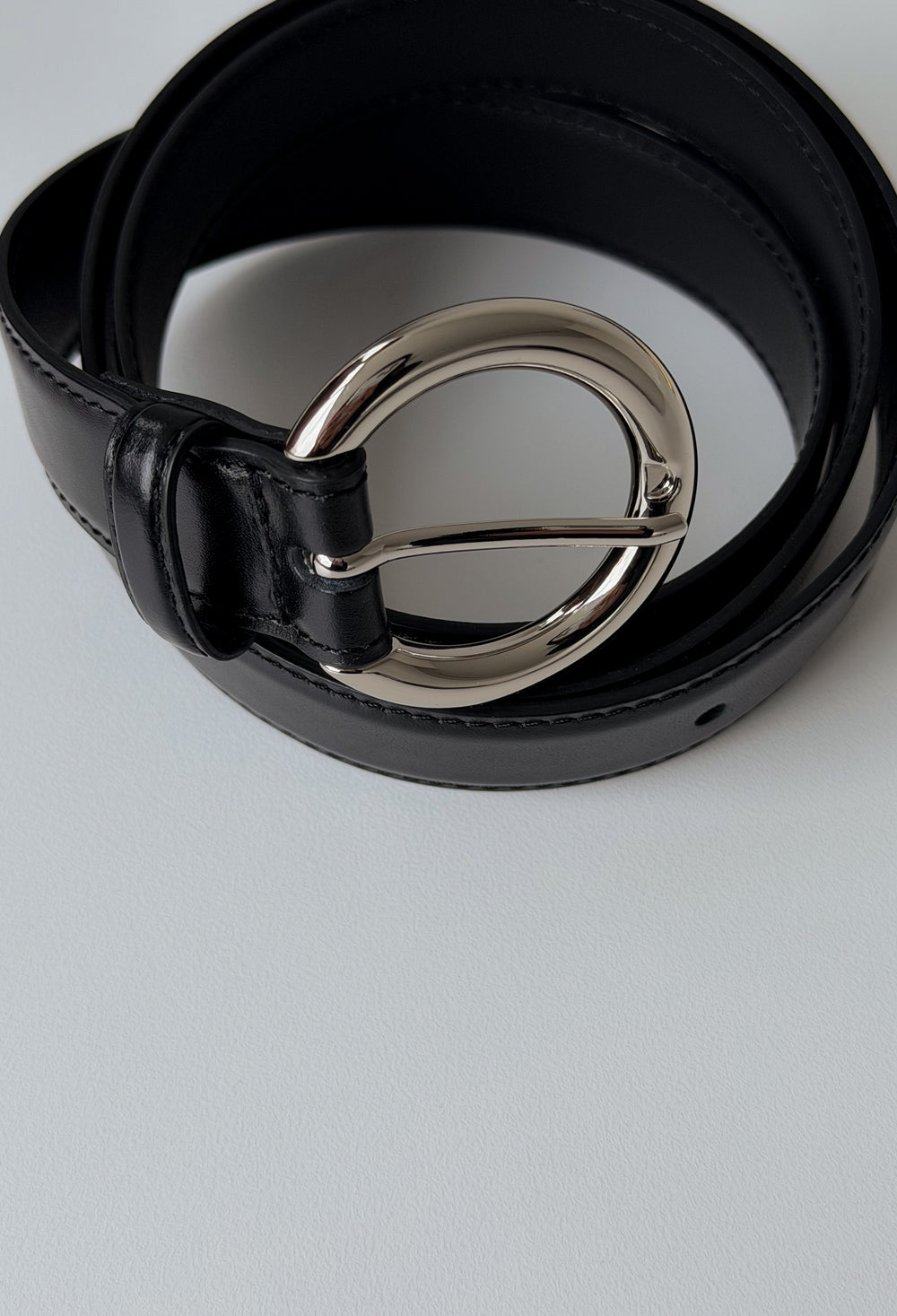 Circle Buckle Belt Black Silver