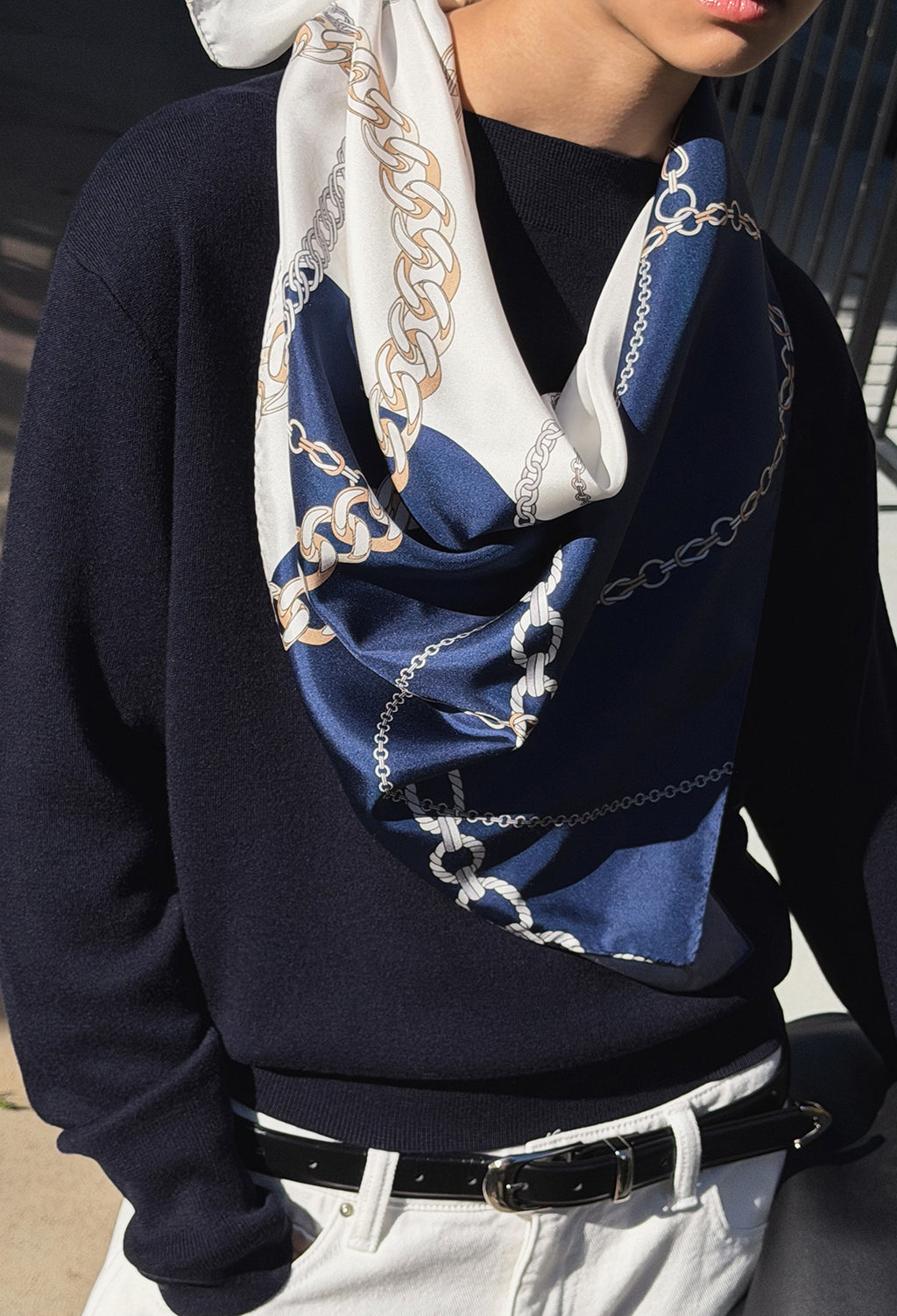 Spring Wool Boatneck Pullover Navy