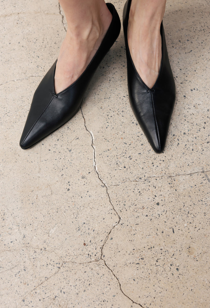 Classic Pointed Wedge Heel Black