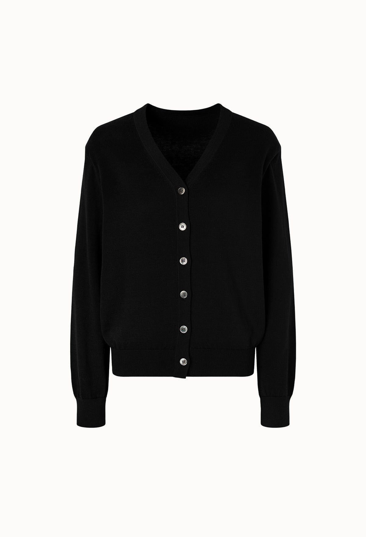 Silk Blend Padded Cardigan Black