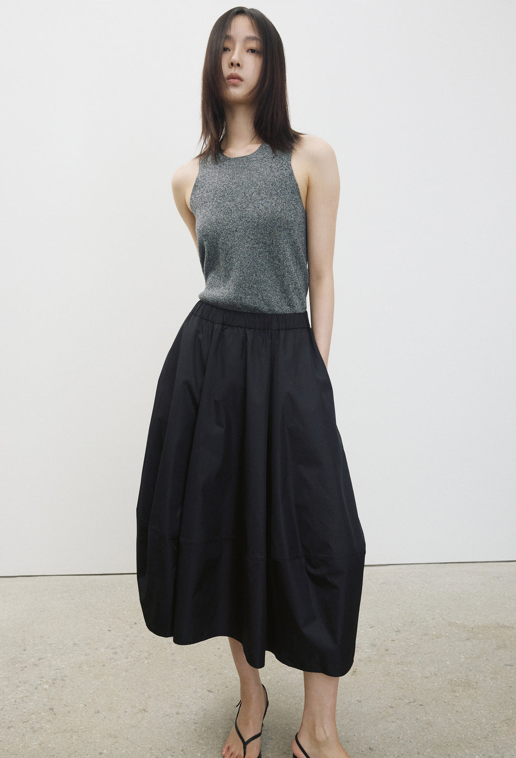 Washable Wool Cotton Curved Top Melan Black