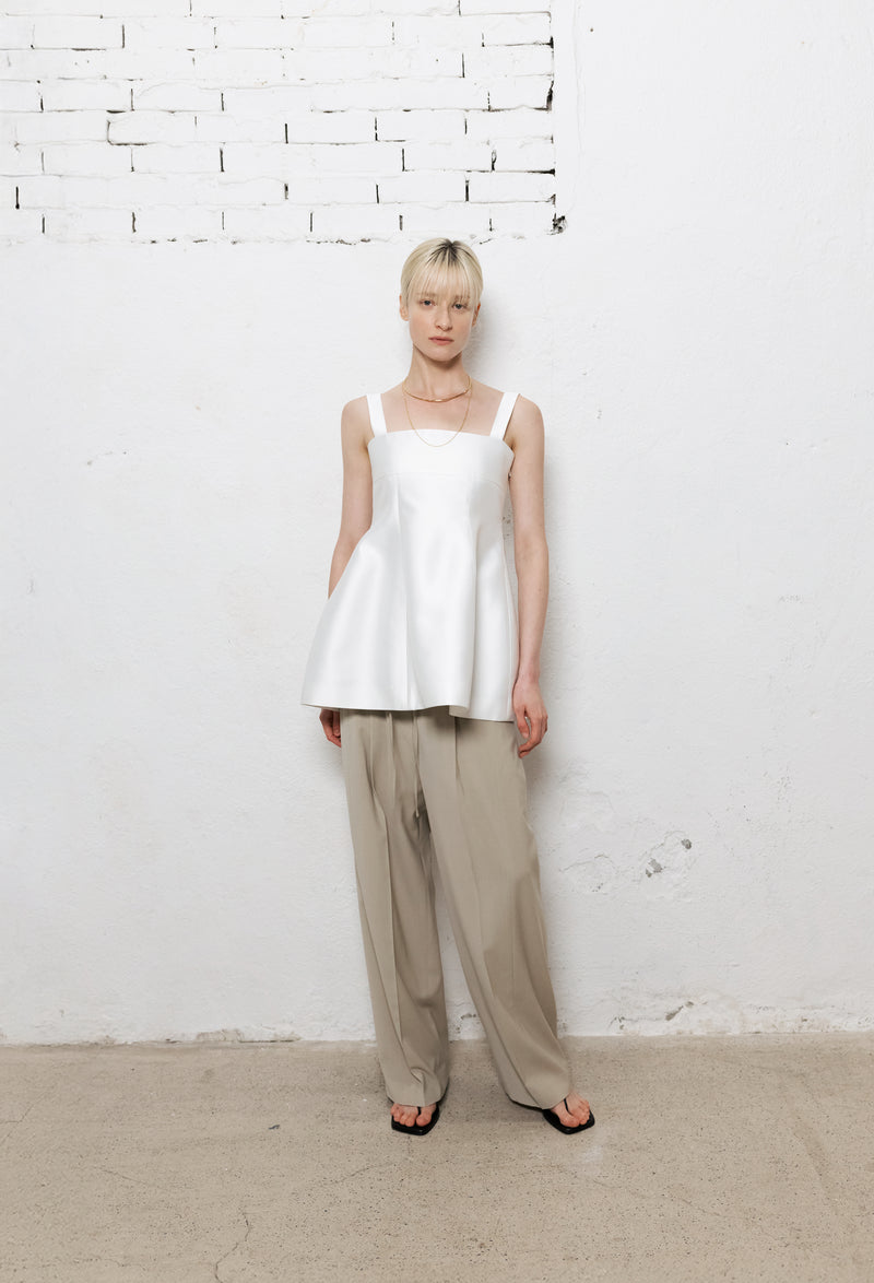 Summer Wool Banded Pants Light Beige