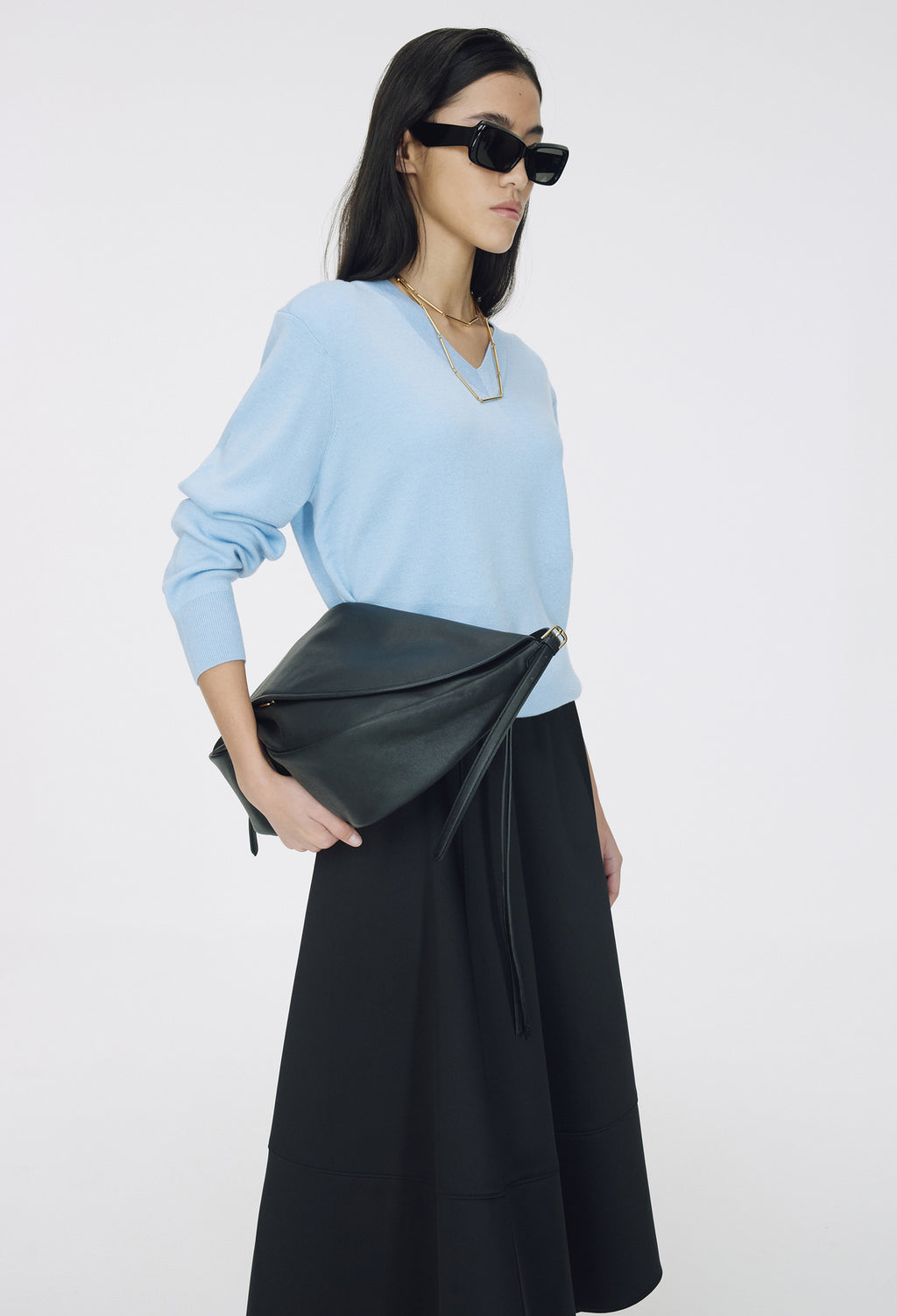 Spring Wool V-Neck Pullover Light Blue