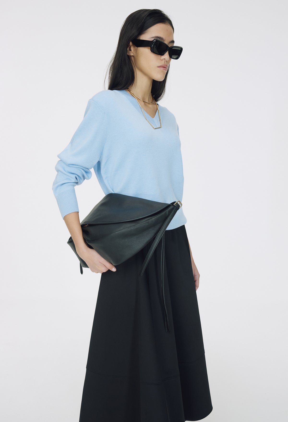 Spring Wool V-Neck Pullover Light Blue