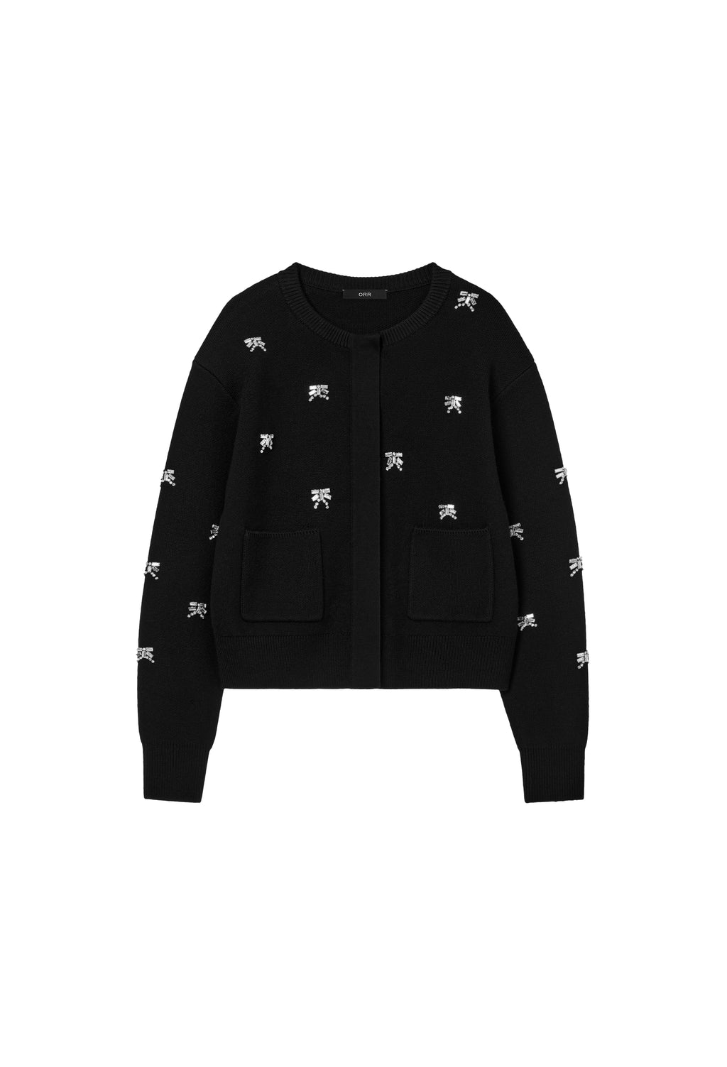 Wool 100 Beaded Cardigan Black