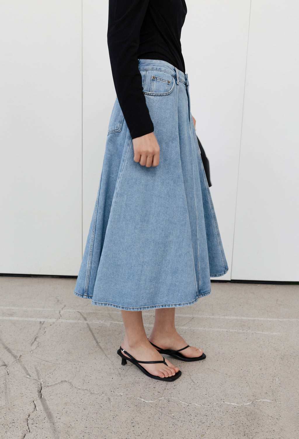 Flare denim skirt
