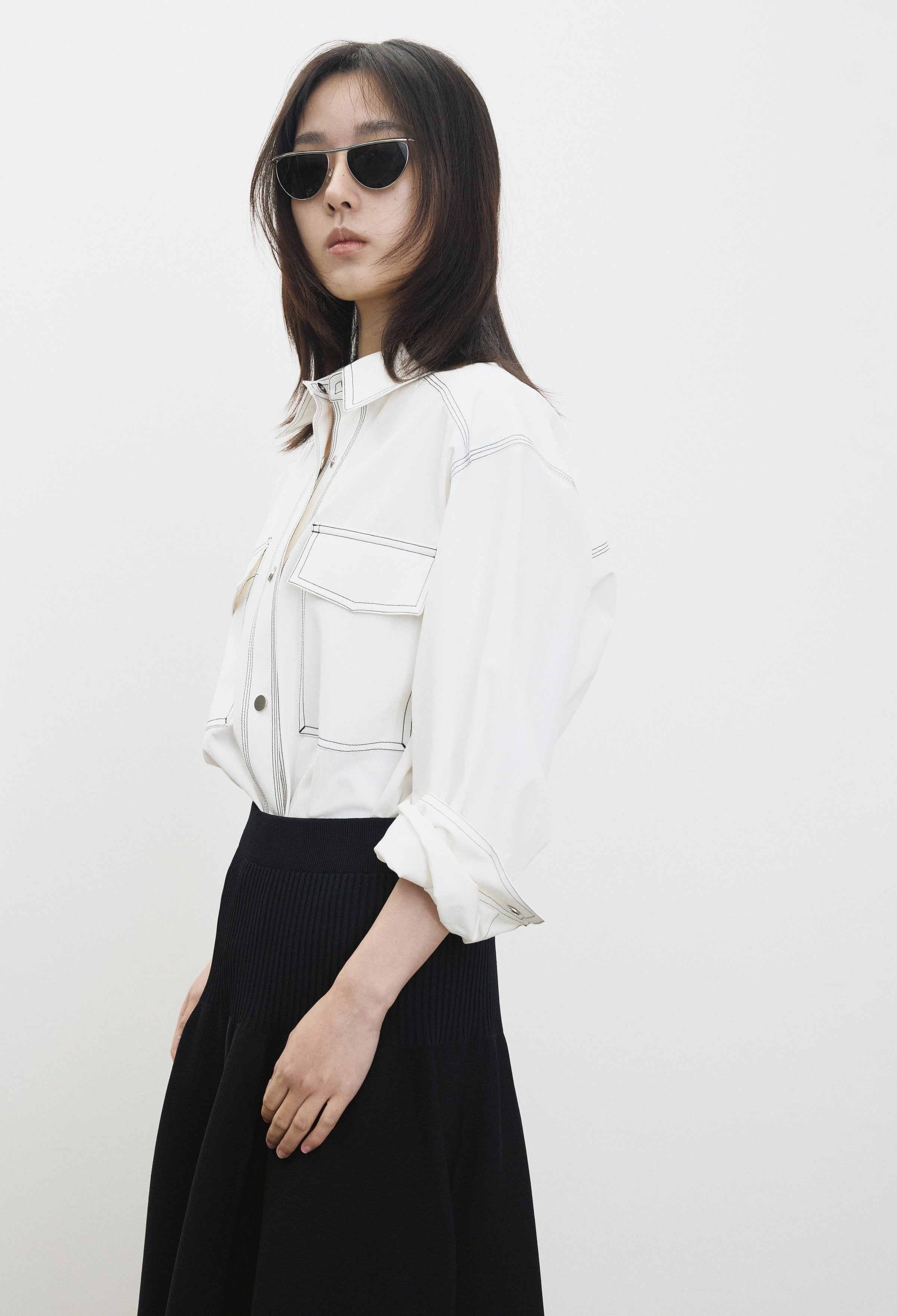 Stitch Pocket Shirt White