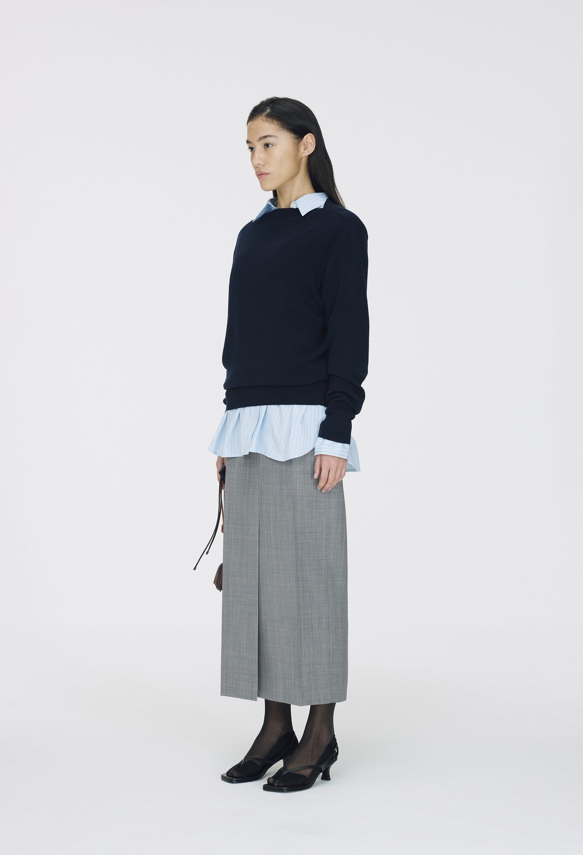 Spring Wool Boatneck Pullover Navy