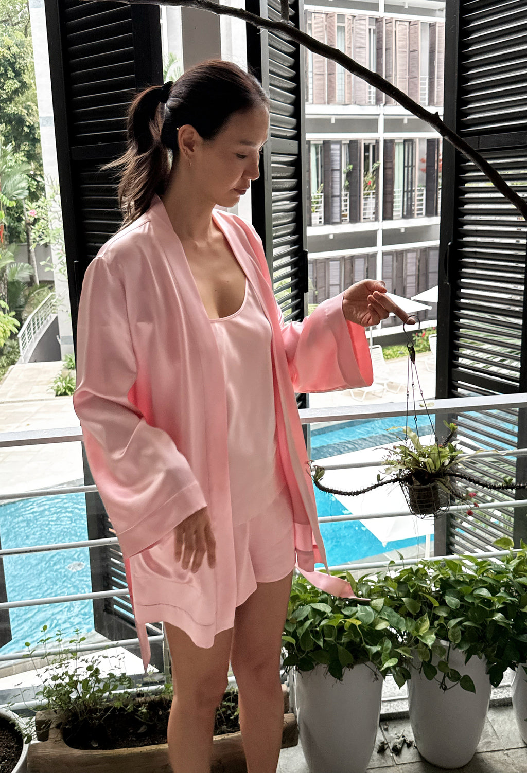 실크 라운지 쇼츠 핑크