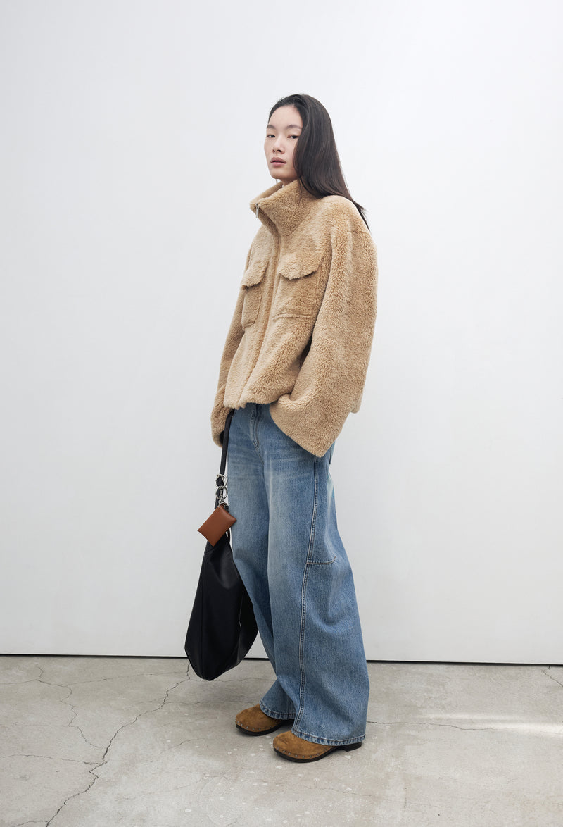 25FW 시어링 하이넥 점퍼 베이지