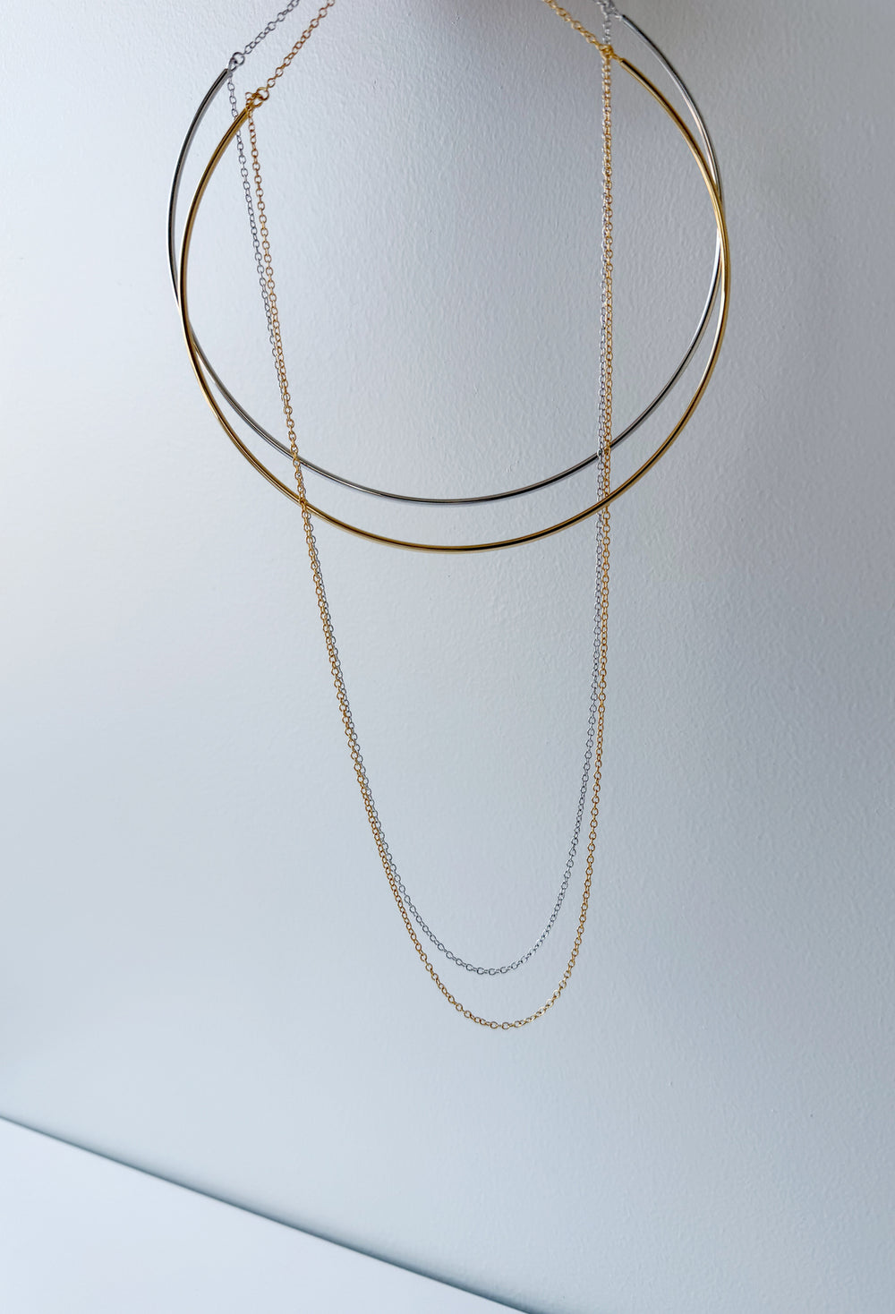 Layered Hoops Necklace Silver