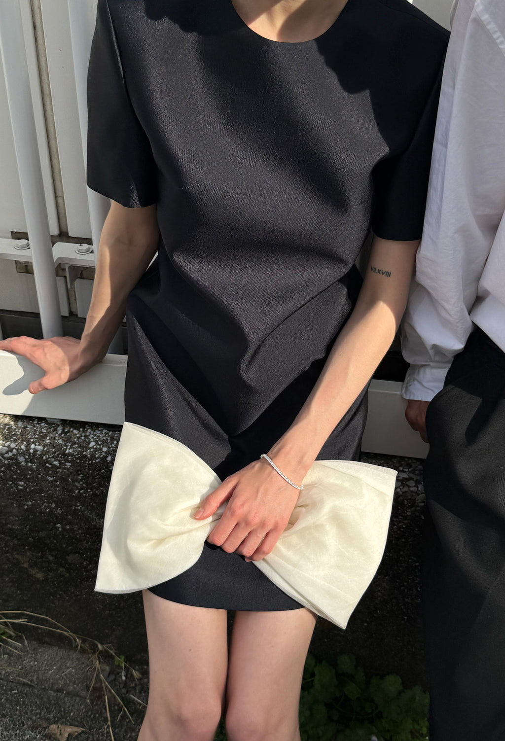 울실크 미니 드레스 네이비