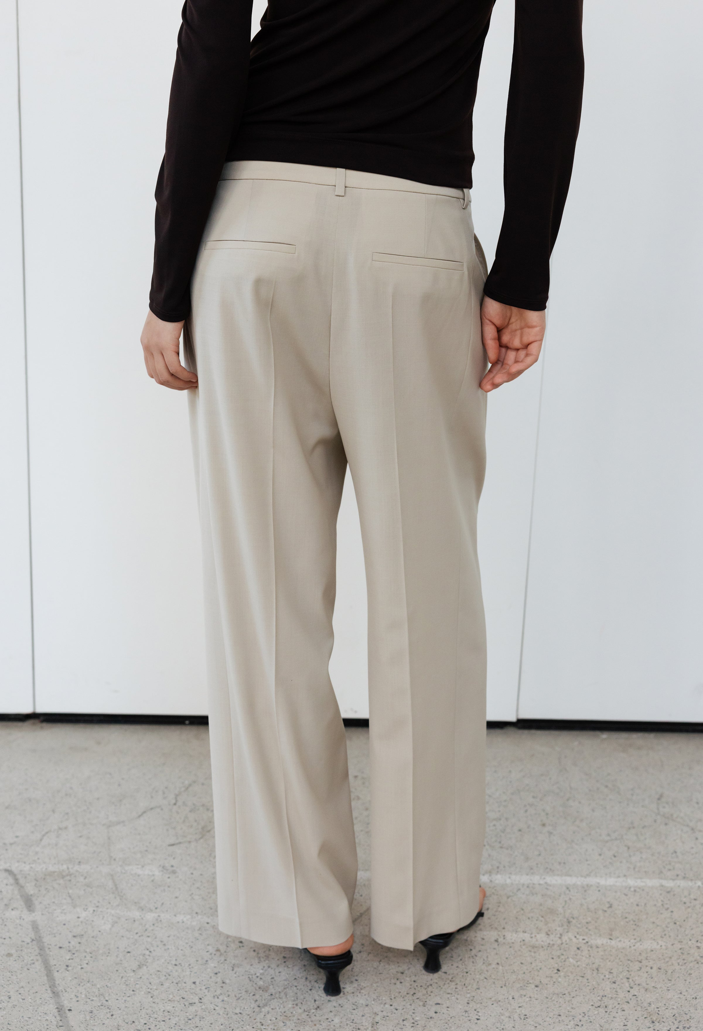 Summer Wool Banded Pants Light Beige