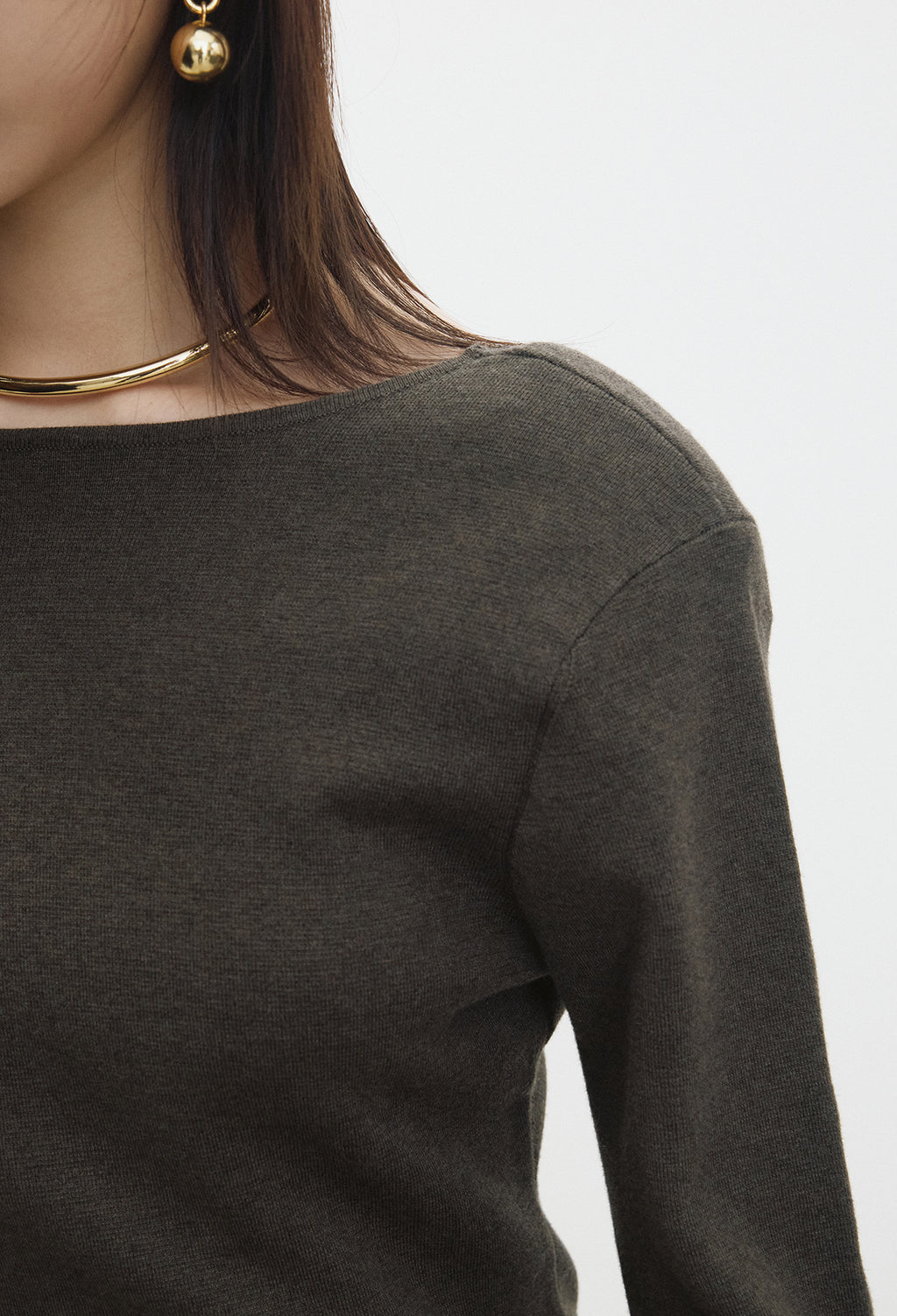 Washable Wool Cotton Knit Khaki