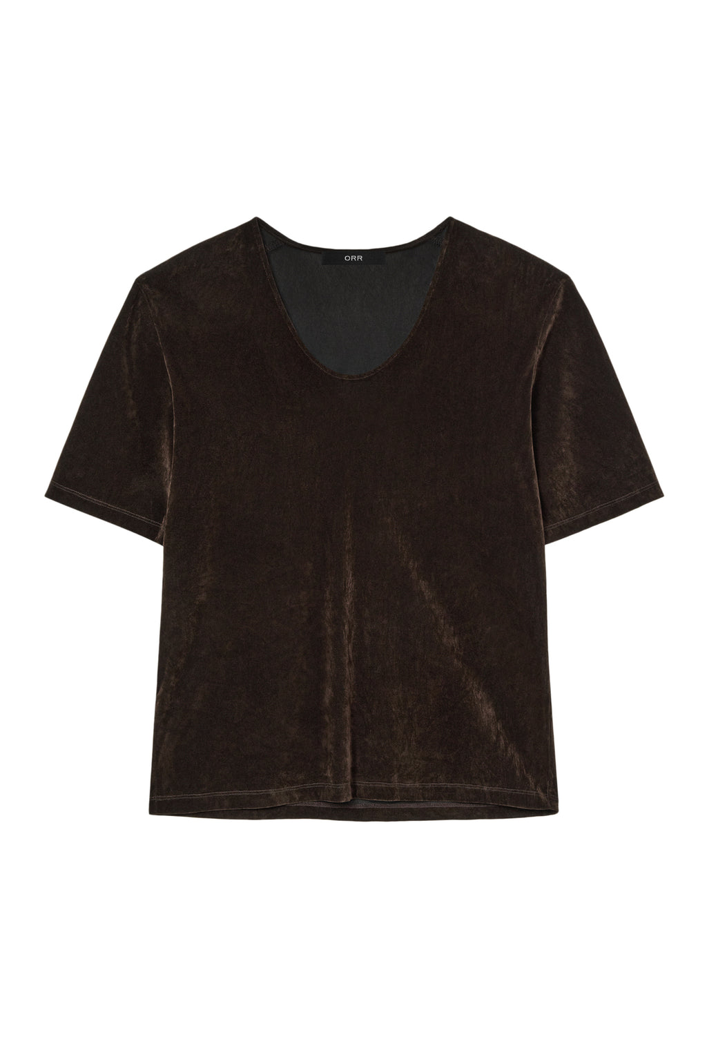 Velour U-neck T-shirt Brown