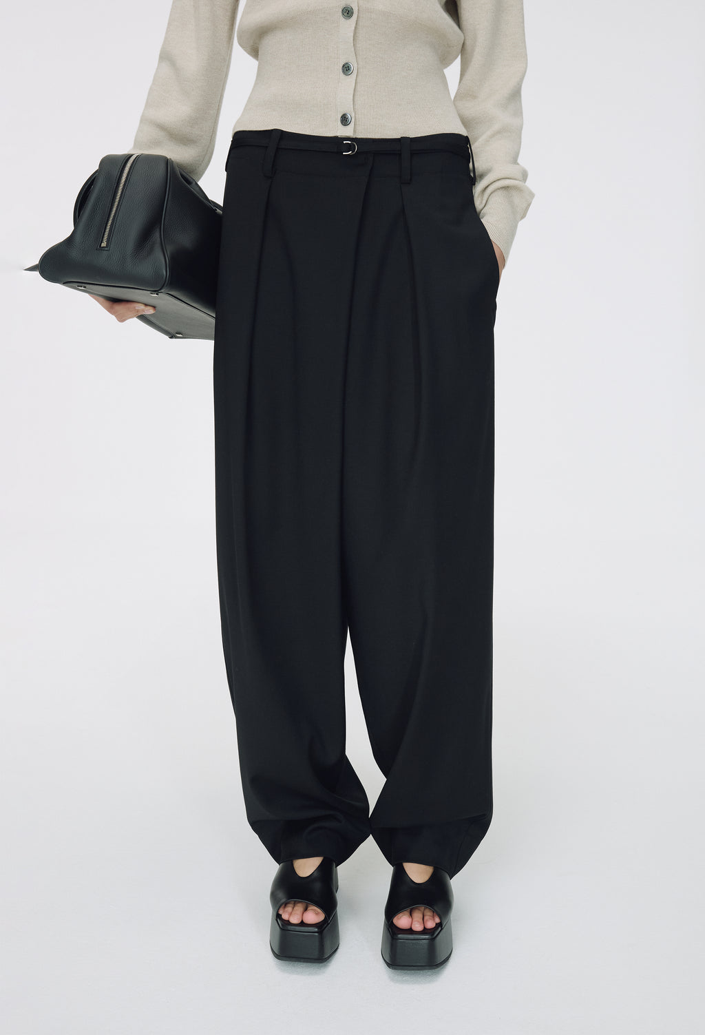 Wool Wrap Trousers Black