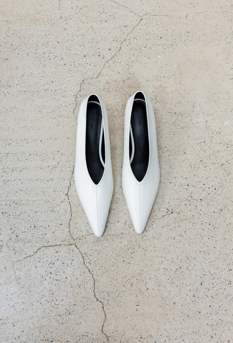Classic Pointed Wedge Heels White