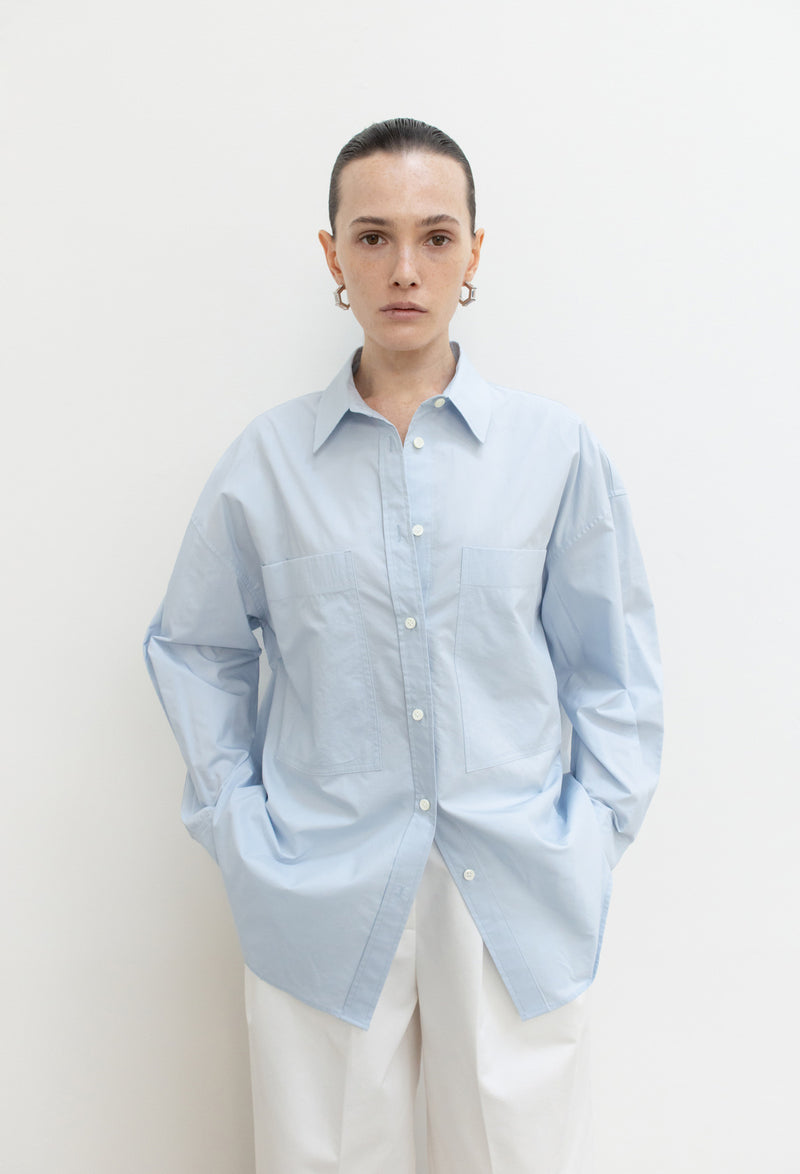 Big Pocket Over Shirt Blue