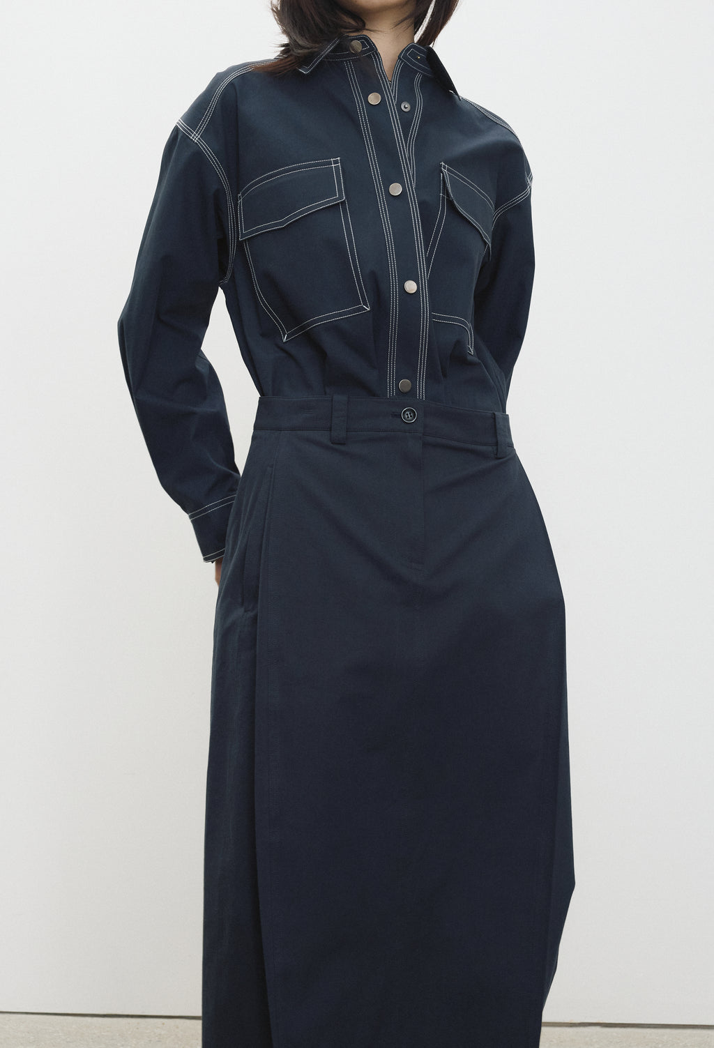 Stitch Pocket Shirt Navy