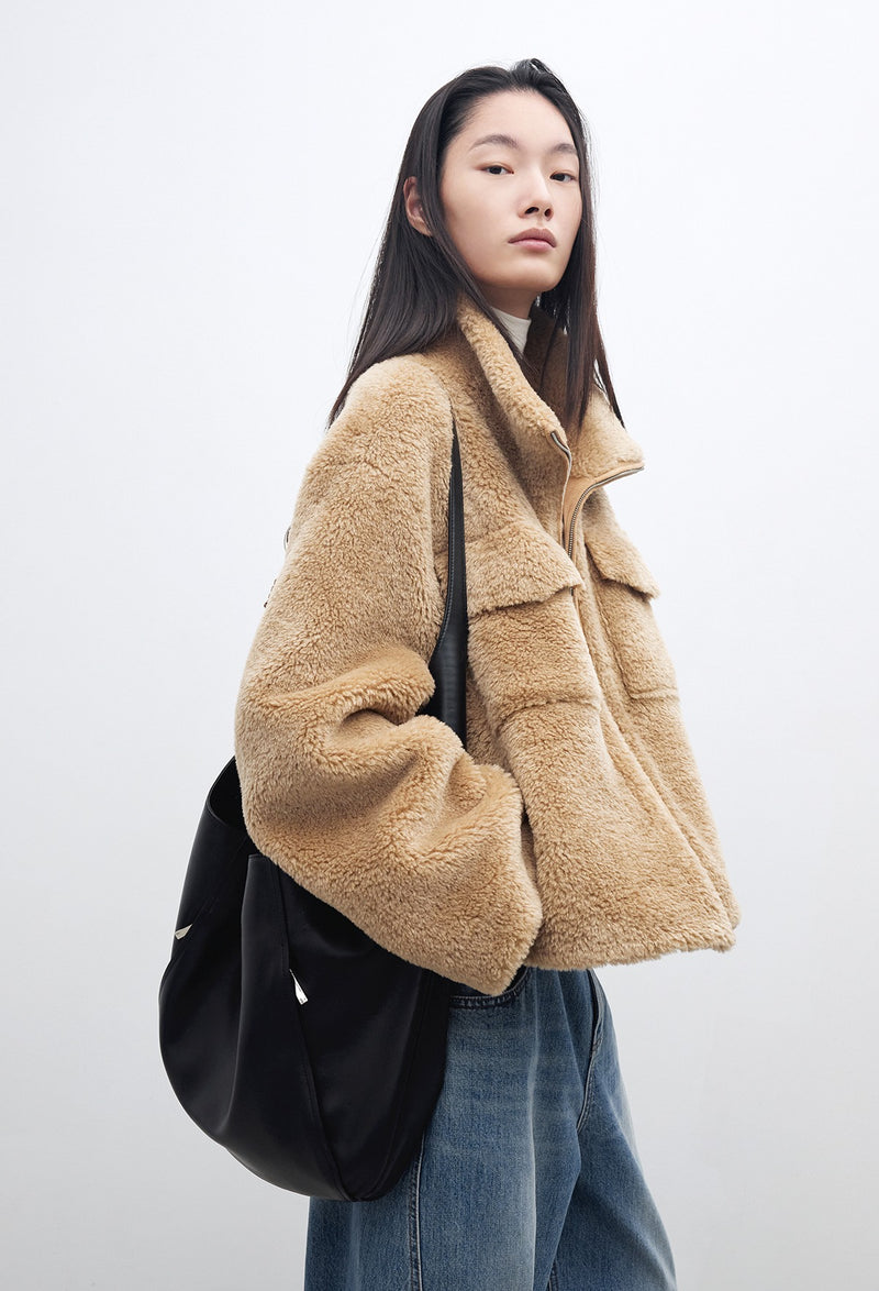 25FW 시어링 하이넥 점퍼 베이지