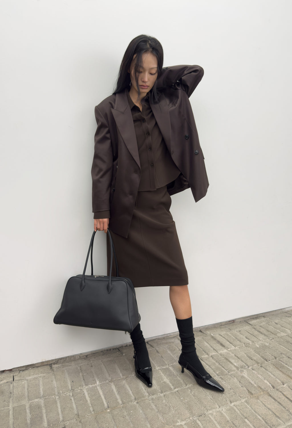 High-density Slim-Fit Shirt Brown