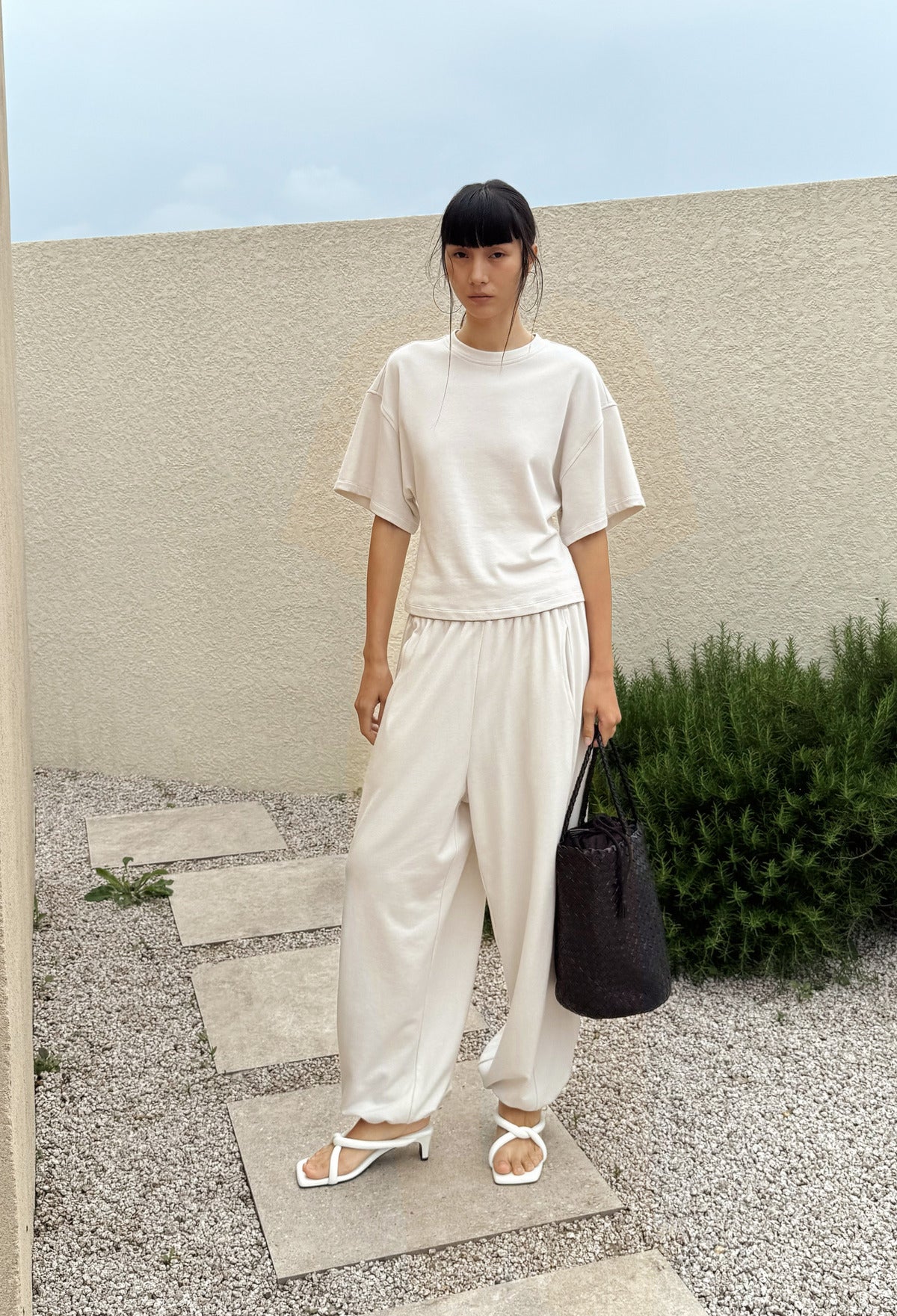데일리 라운지 티셔츠 아이보리