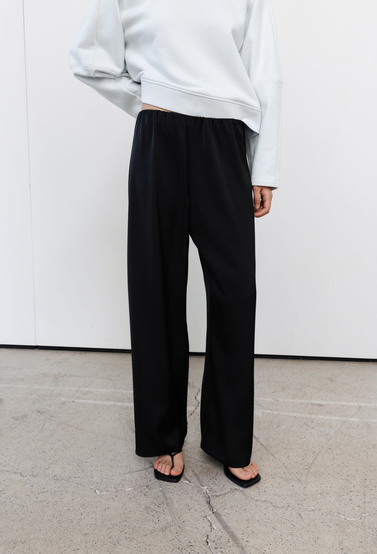 Satin Banding Pants Black