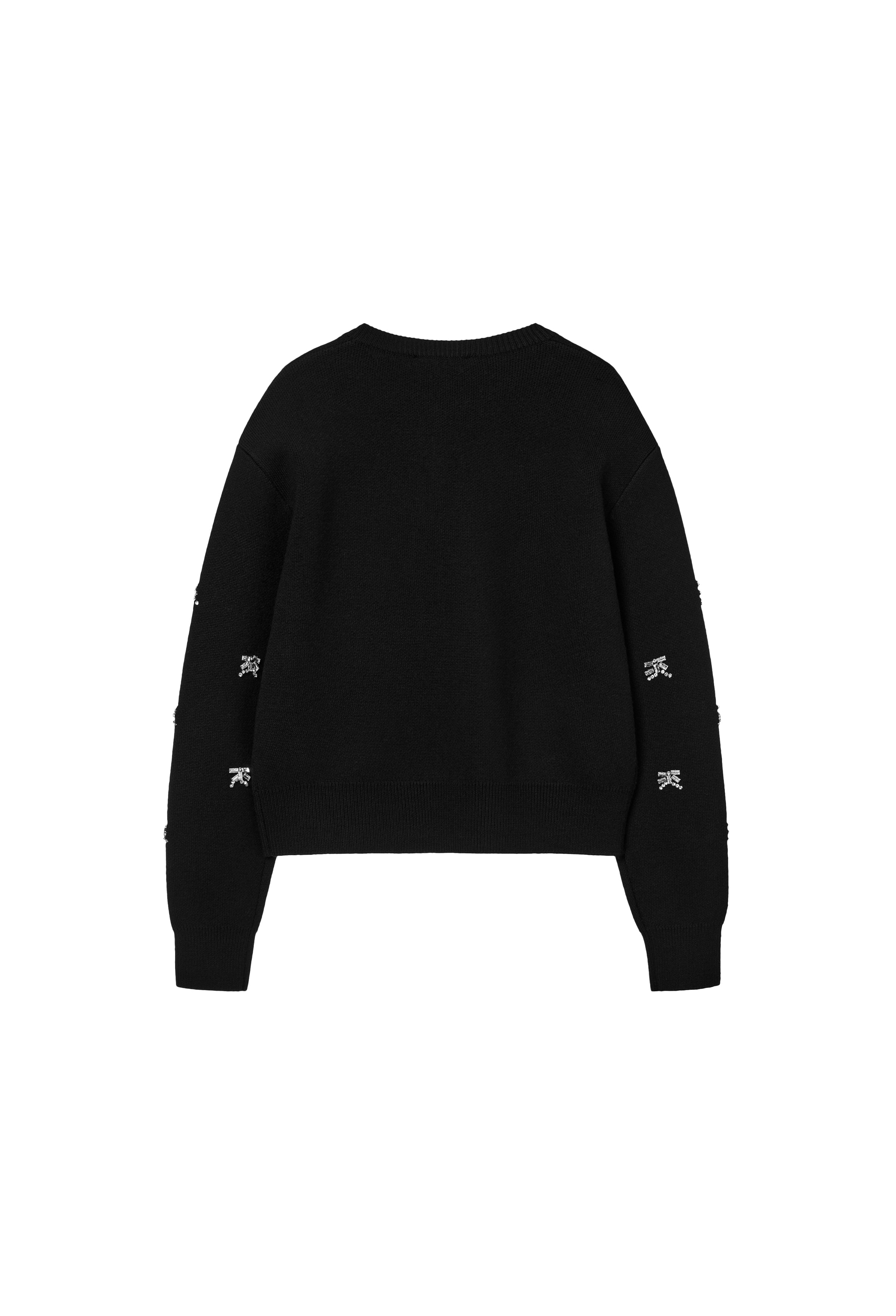 Wool 100 Beaded Cardigan Black
