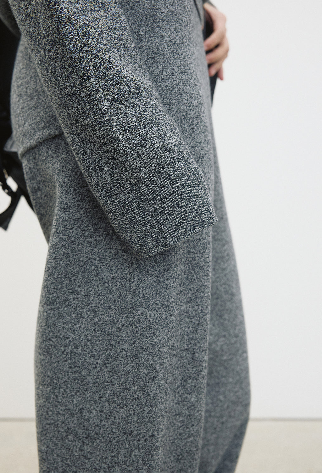 Washable Wool Cotton Hooded Knit Melan Black