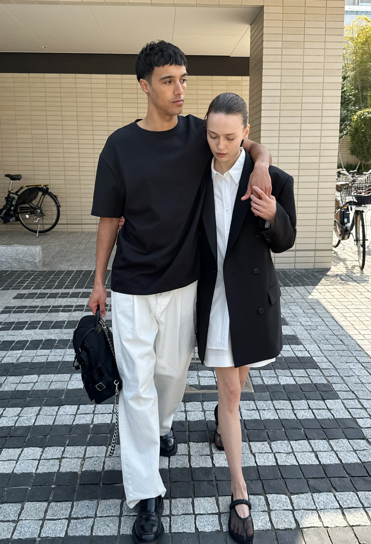 울실크 더블브레스티드 자켓 블랙