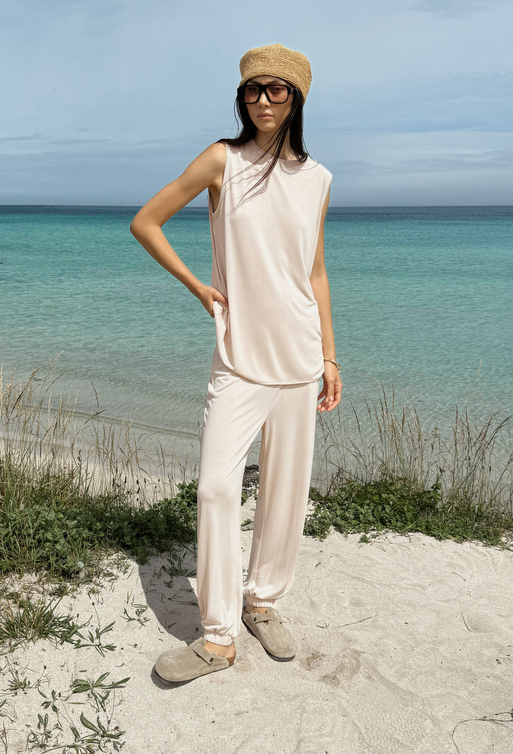데이 모달 조거팬츠 크림