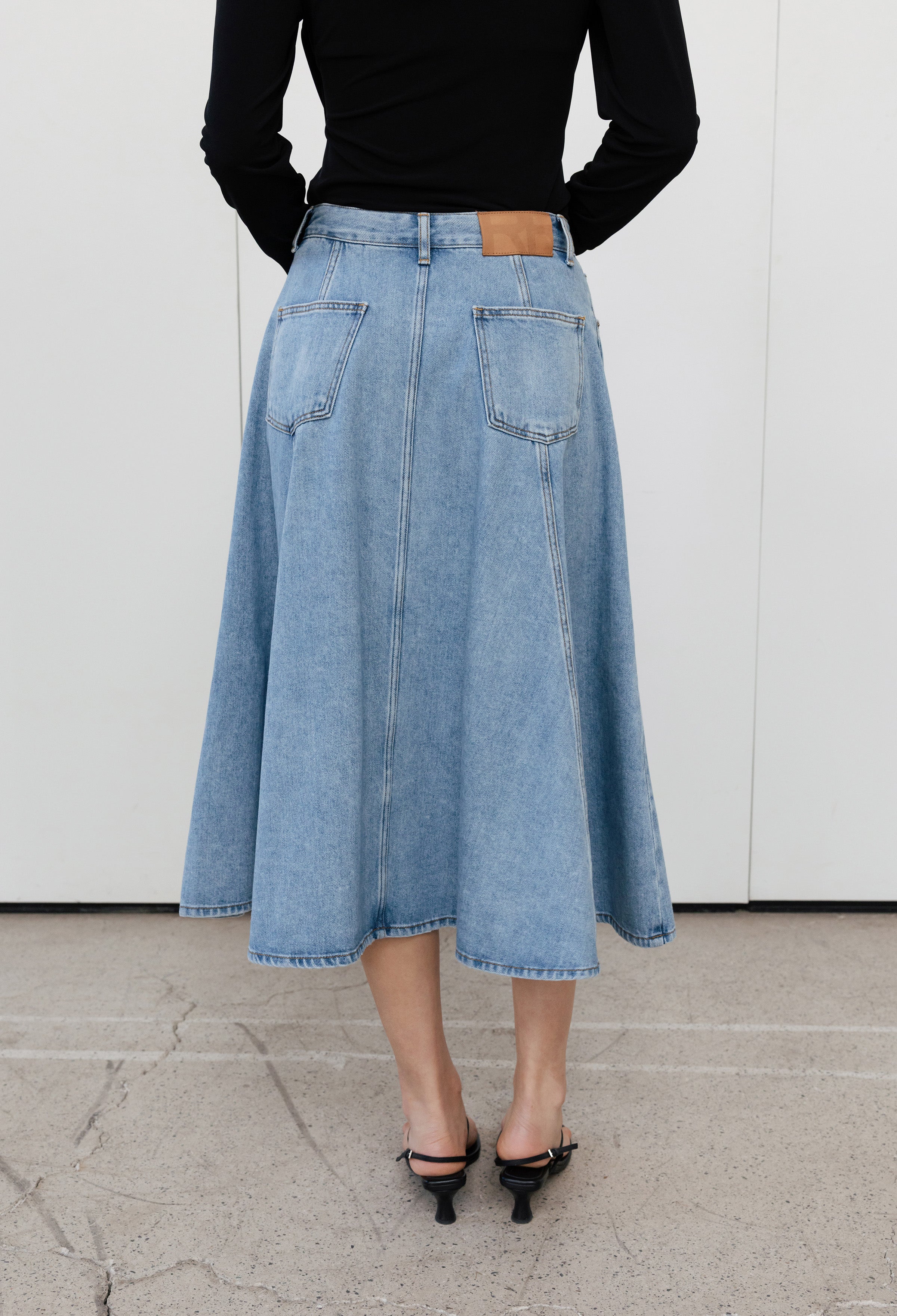 Flare denim skirt