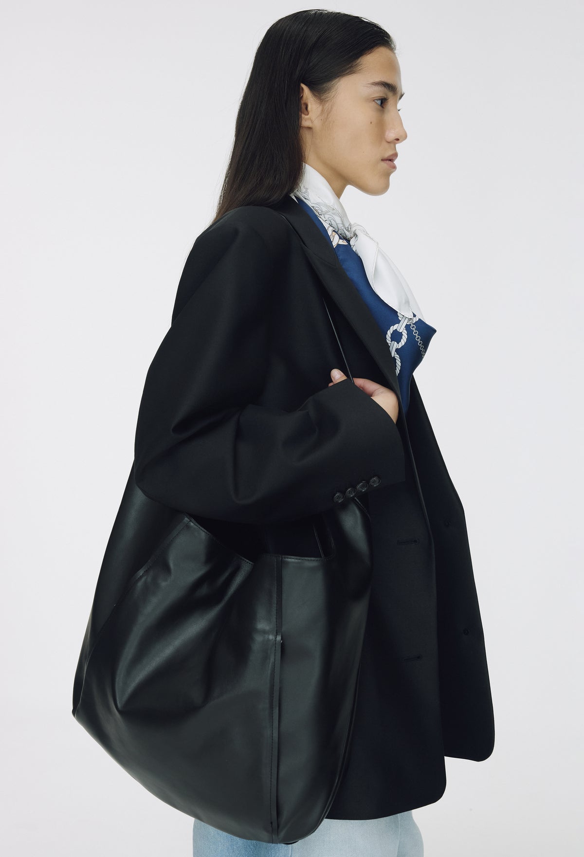 울 테일러드 블레이저 블랙