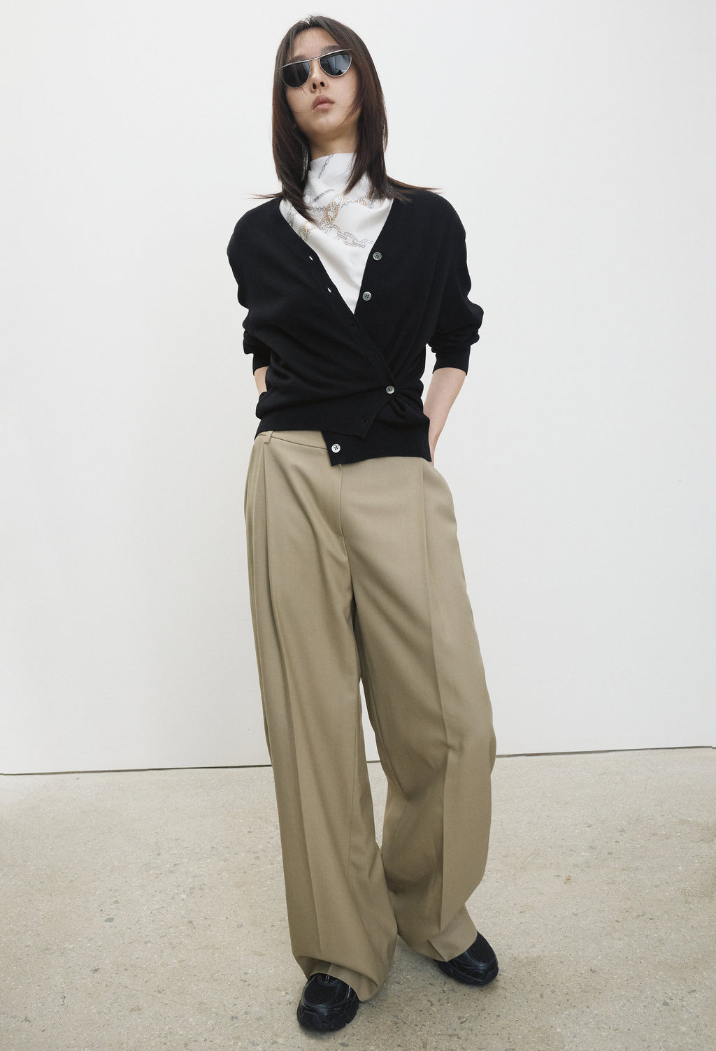 Silk Blend Padded Cardigan Black