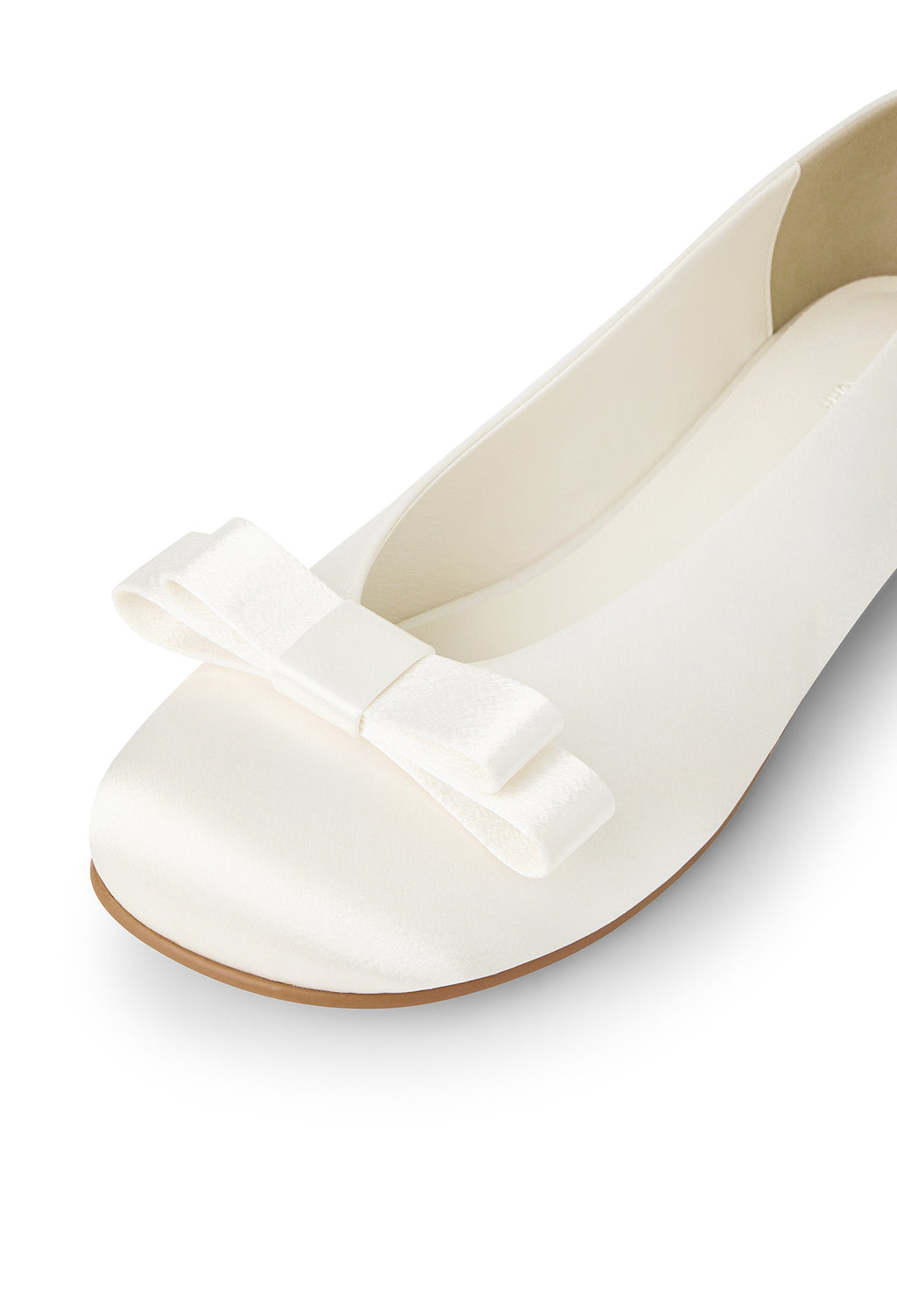 Satin Ribbon Round Pumps Ivory