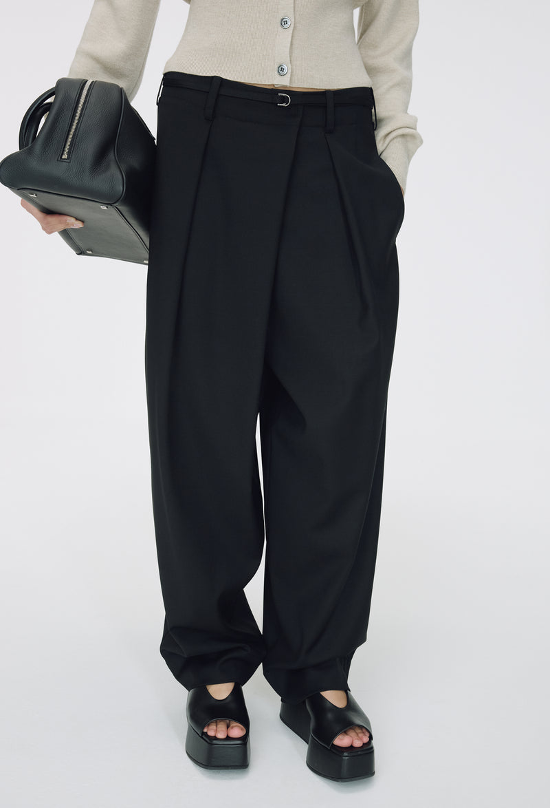 Wool Wrap Trousers Black