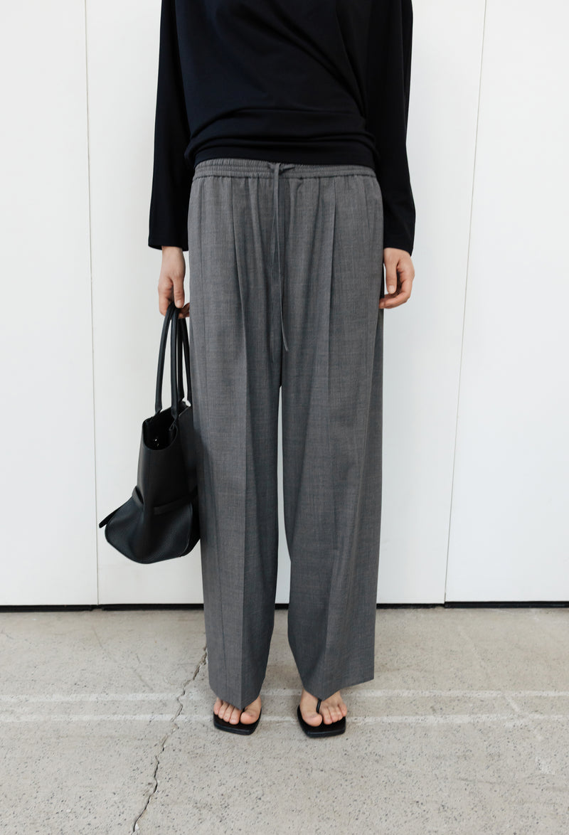 Summer Wool Banded Pants Grey