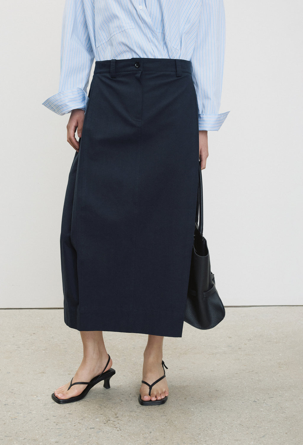 Cotton Tuck Skirt Navy