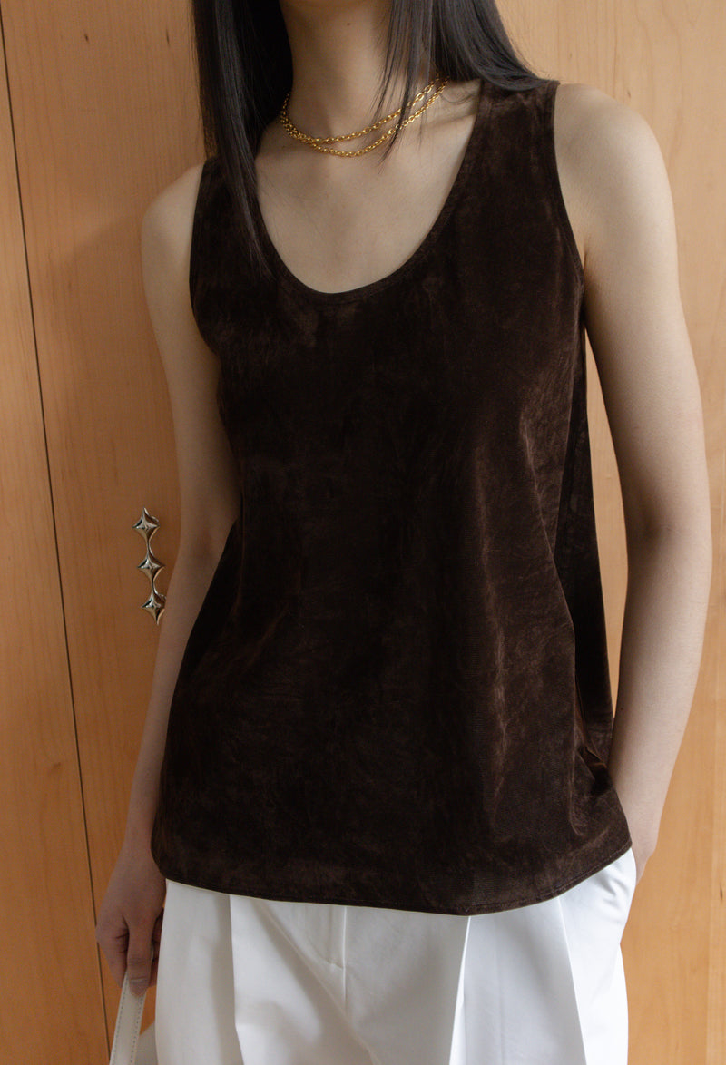 Velour Sleeveless Top Brown